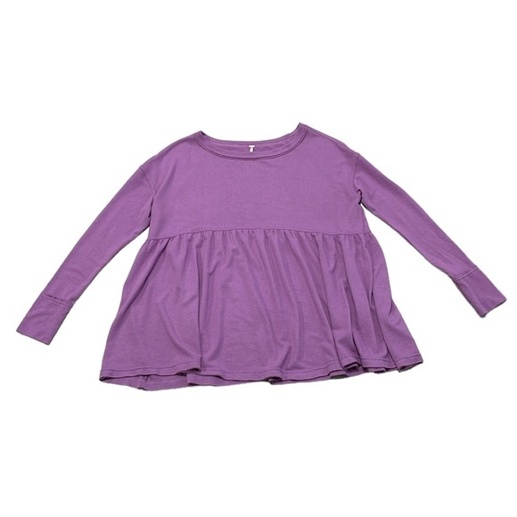 Free People Blouse Womens Small Purple Long Sleeve Oversize - Picture 4 of 16